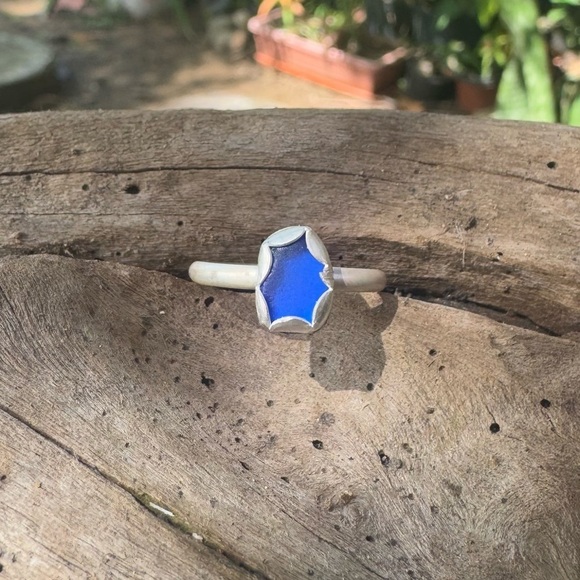 Hand Crafted Jewelry - Cobalt blue sea glass natural tumbled sea glass sterling & fine silver